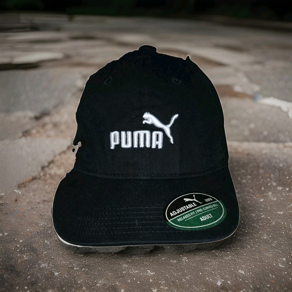 PUMA OSFA Adult Unisex Adjustable Snapback Hat Black White Embroidered Logo